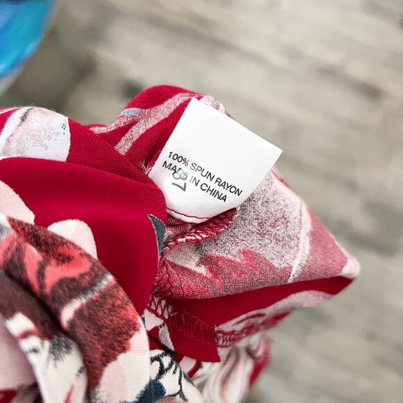 [ModCloth] Sunny Girl Red Floral Print Long Sleeve V-Neck Wrap Midi Dress Sz 10 - Picture 10 of 10